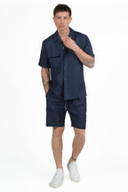 Camicia Bowling Utility in Lino – Blu Navy - Antony Morato
