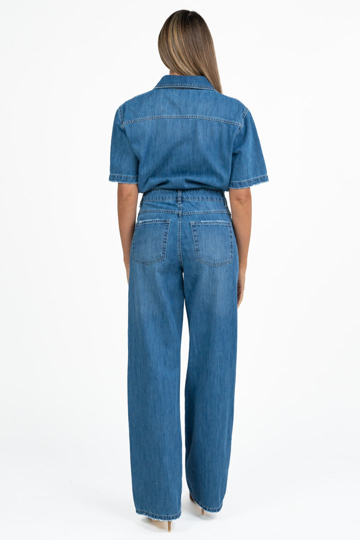 Tuta in denim manica corta - Vicolo
