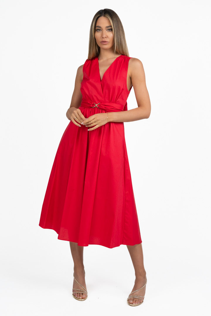 Abito Midi Smanicato corallo - Twinset