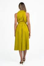 Abito Midi Smanicato Giallo Lime con Cintura - Twinset