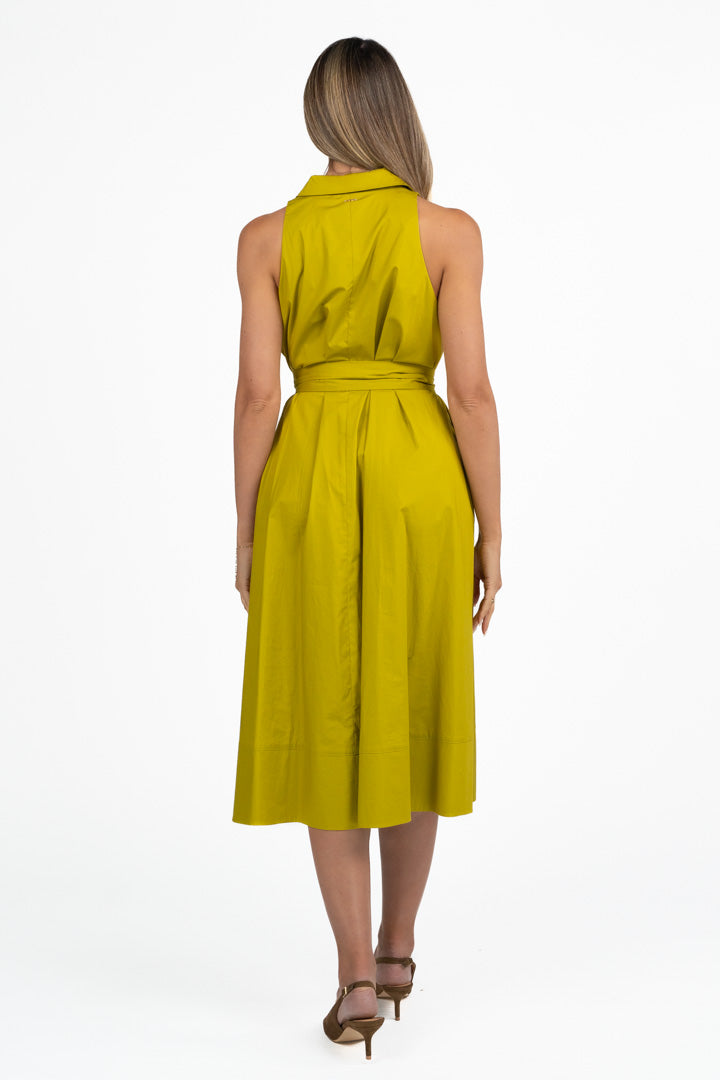 Abito Midi Smanicato Giallo Lime con Cintura - Twinset