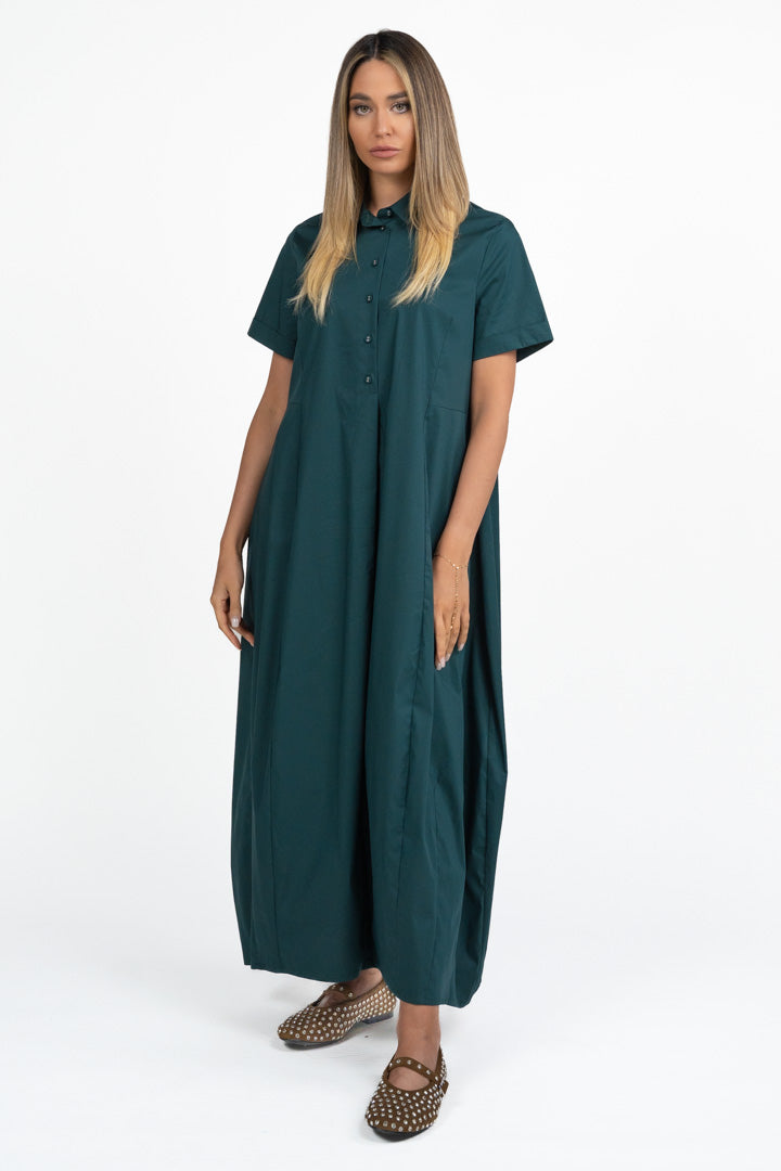 Abito Maxi Chemisier Verde Bosco - Jurere