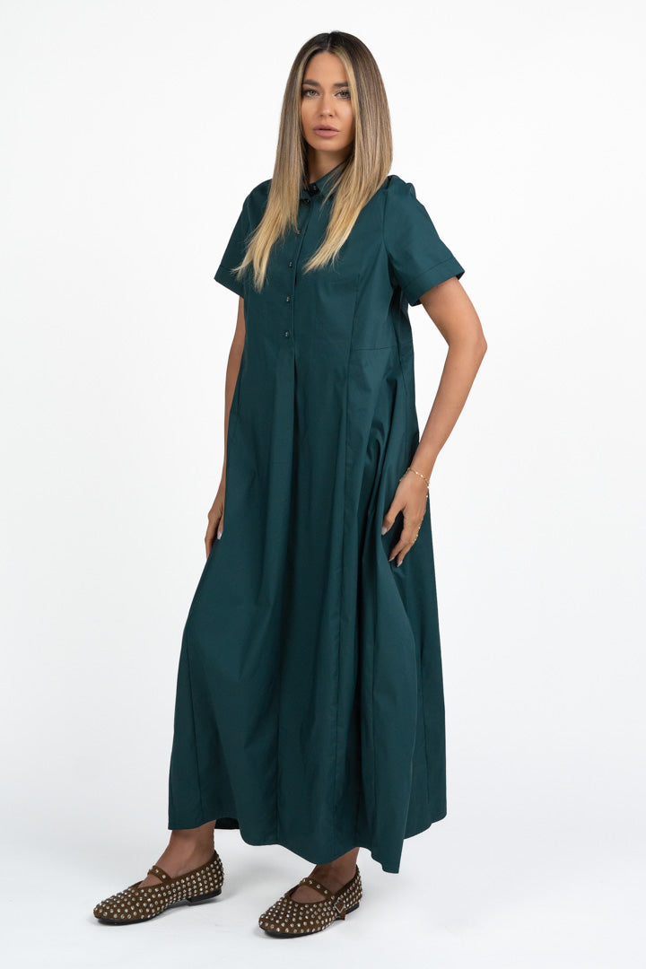 Abito Maxi Chemisier Verde Bosco - Jurere