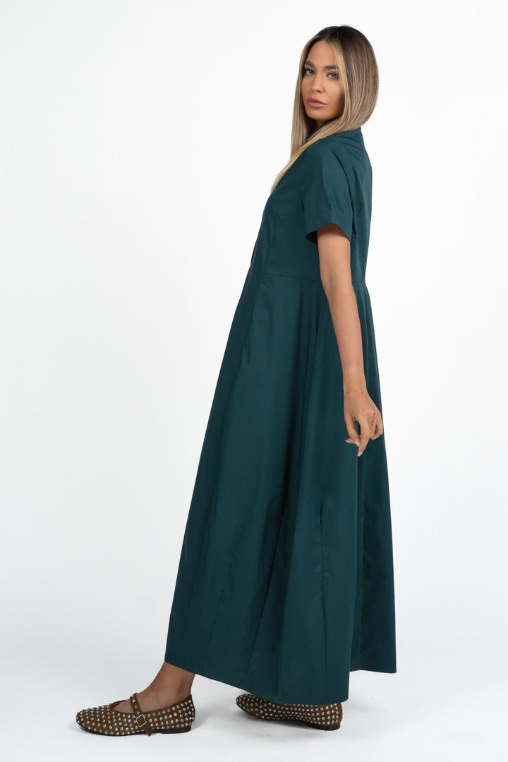 Abito Maxi Chemisier Verde Bosco - Jurere