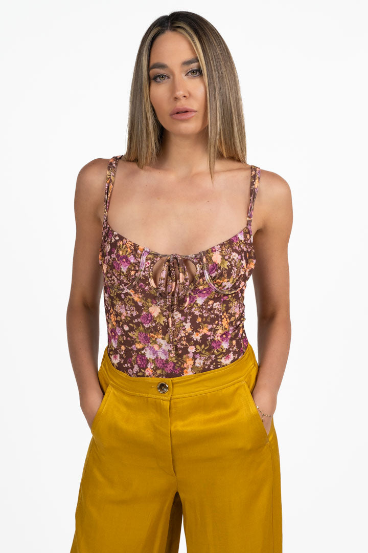 Body a Corsetto con Stampa Floreale - Vicolo