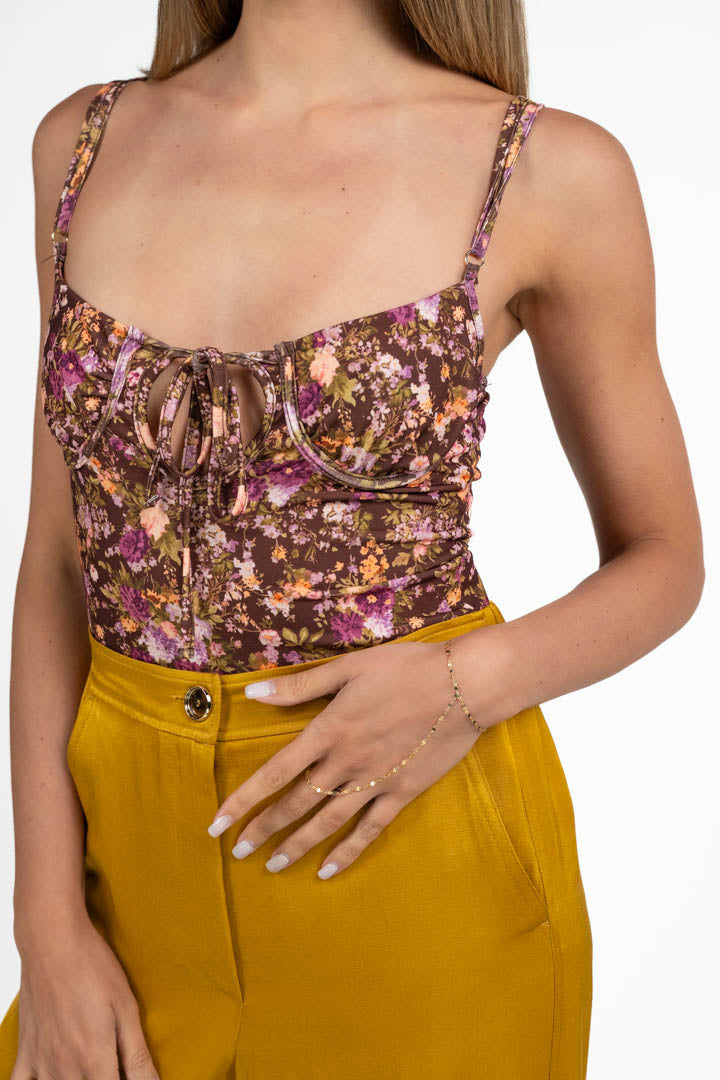 Body a Corsetto con Stampa Floreale - Vicolo