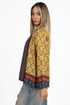 Kimono con Stampa Ornamentale – Giallo Zafferano e Blu Avio - Wu Side