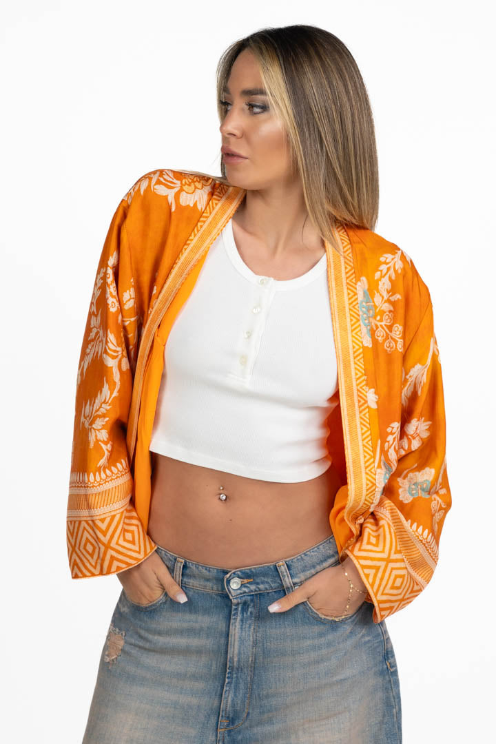 Bomber-Kimono in Seta Jacquard - Wu side