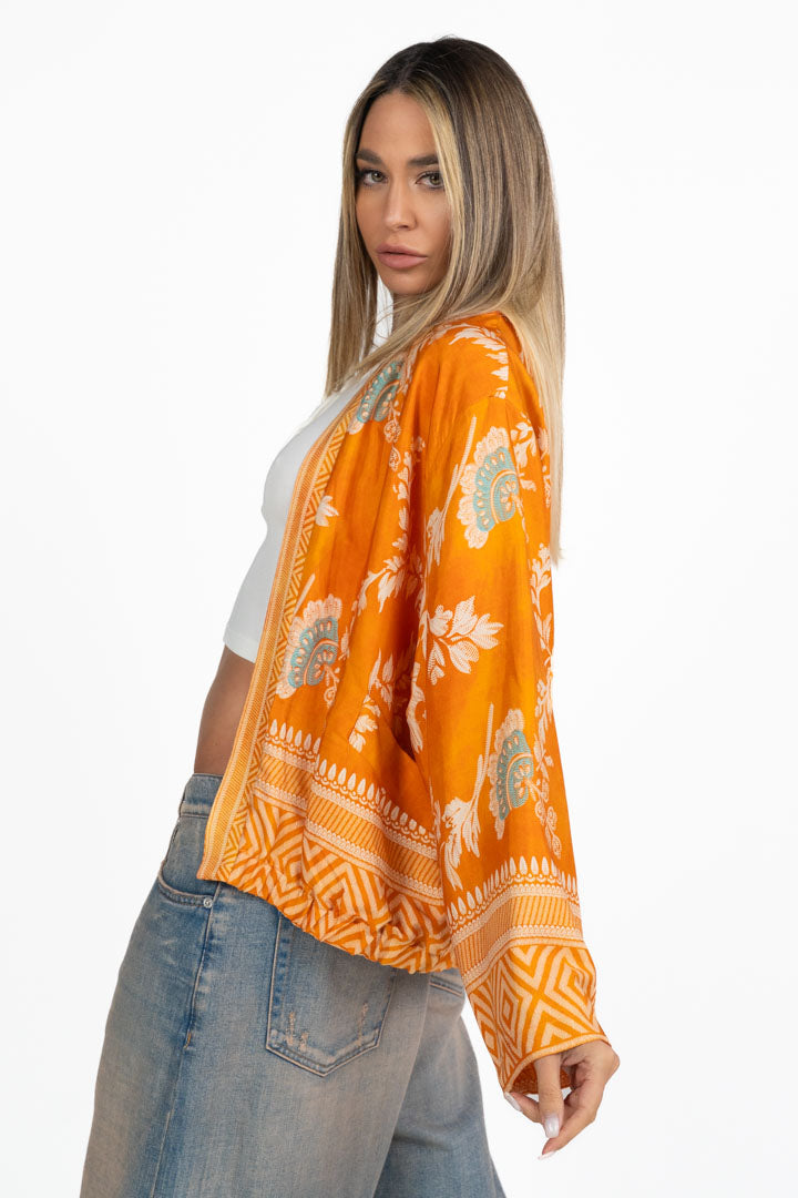 Bomber-Kimono in Seta Jacquard - Wu side