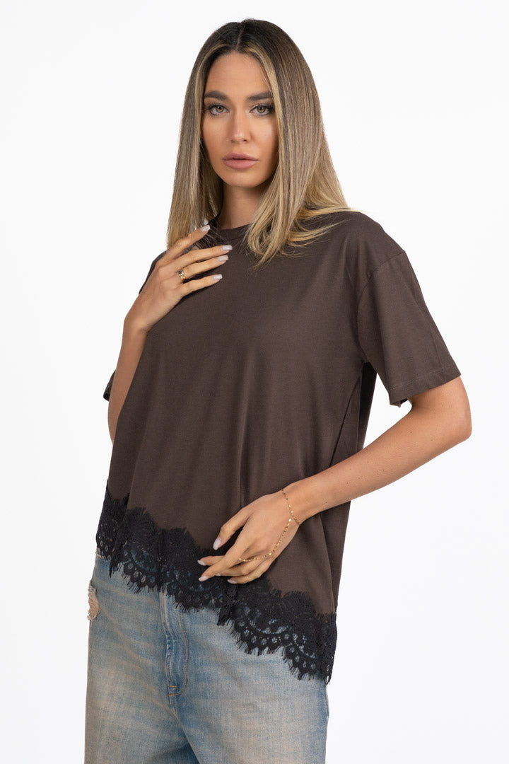 T-shirt con Orlo in Pizzo - Vicolo
