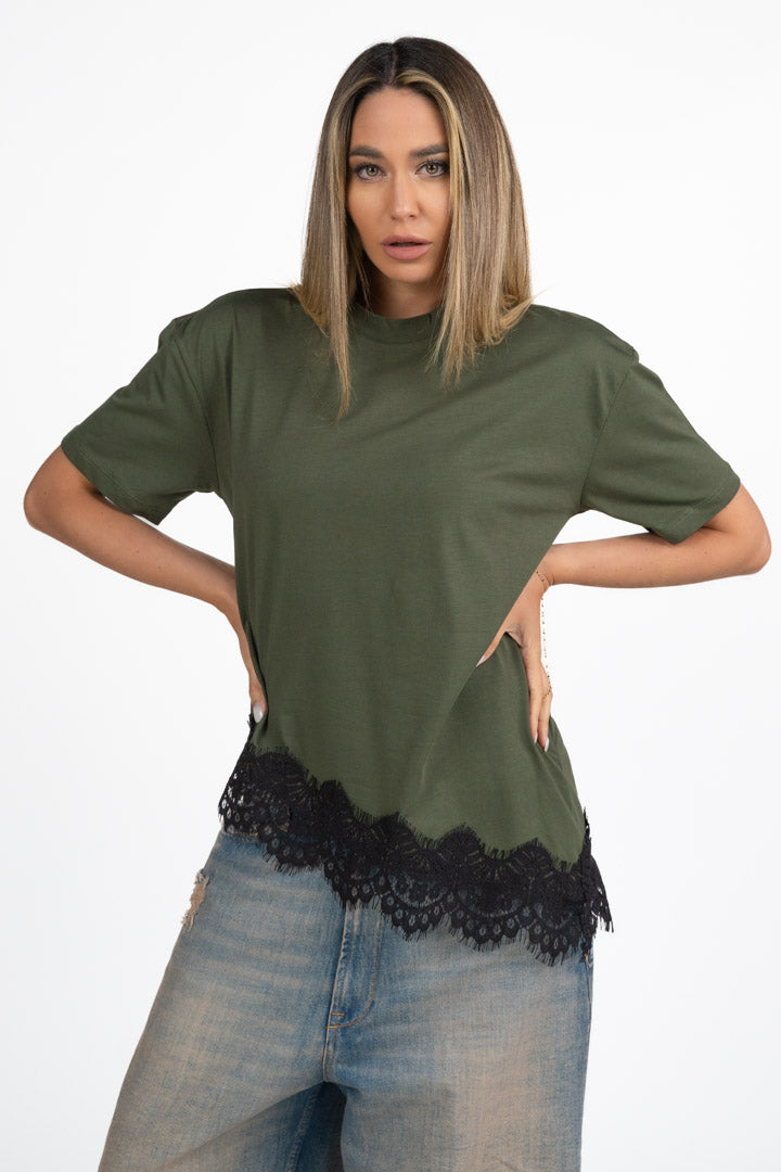 T-shirt con Orlo in Pizzo - Vicolo