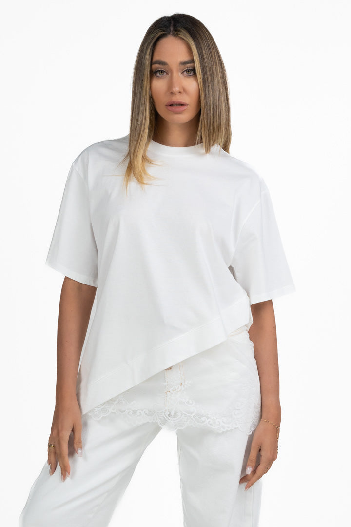 T-shirt over con dettaglio in pizzo - Vicolo