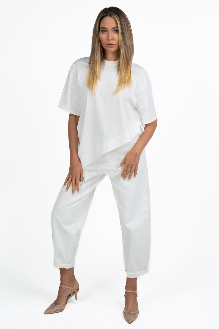 T-shirt over con dettaglio in pizzo - Vicolo
