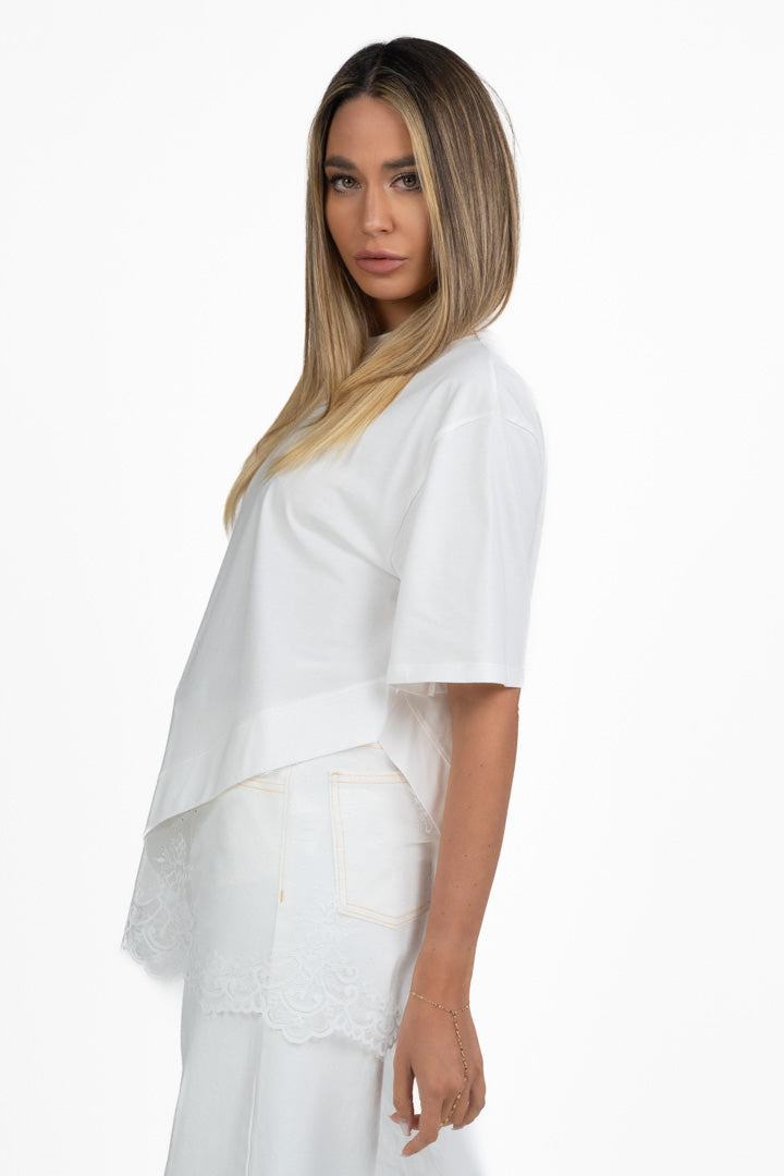 T-shirt over con dettaglio in pizzo - Vicolo