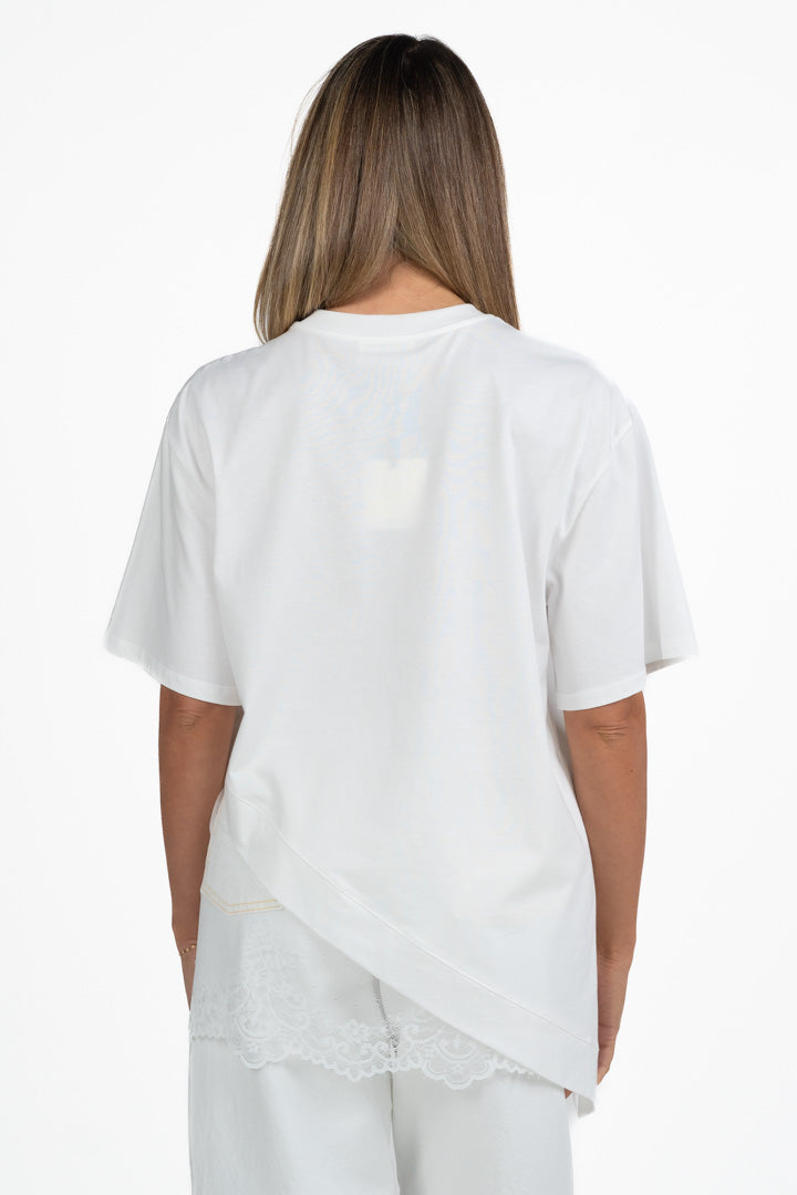 T-shirt over con dettaglio in pizzo - Vicolo