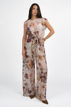 Canotta a Fiori Effetto Chiffon con Nodo - Vicolo