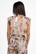 Canotta a Fiori Effetto Chiffon con Nodo - Vicolo