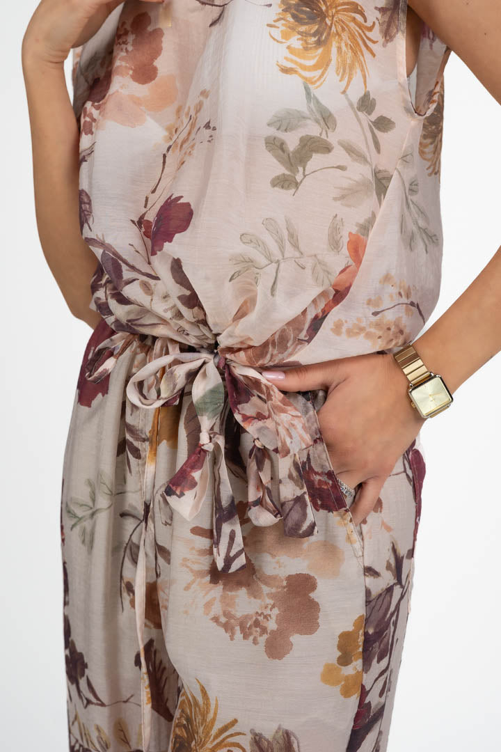 Canotta a Fiori Effetto Chiffon con Nodo - Vicolo