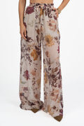Pantalone Ampio a Fiori in Tessuto Leggero - Vicolo