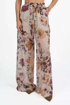 Pantalone Ampio a Fiori in Tessuto Leggero - Vicolo