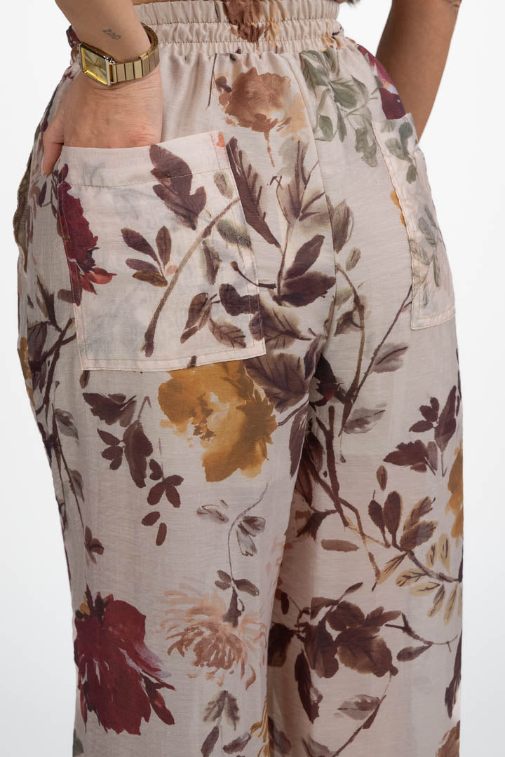 Pantalone Ampio a Fiori in Tessuto Leggero - Vicolo