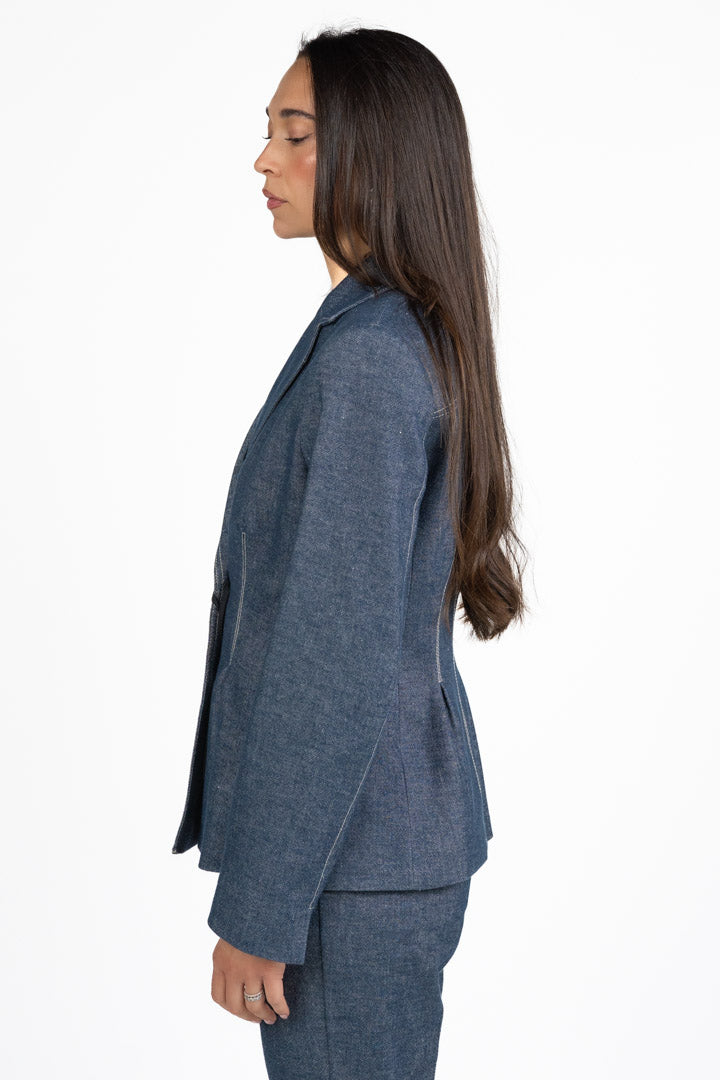 Giacca Doppio Petto Sartoriale Effetto Denim - Penny Black