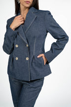 Giacca Doppio Petto Sartoriale Effetto Denim - Penny Black