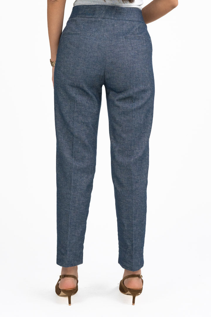 Pantalone a Sigaretta Sartoriale Effetto Denim - Penny Black