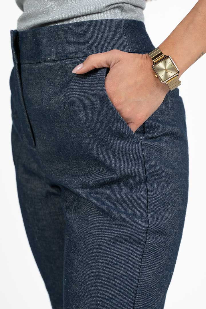 Pantalone a Sigaretta Sartoriale Effetto Denim - Penny Black