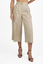 Bermuda Lungo in Tessuto Naturale - Beige - Vicolo