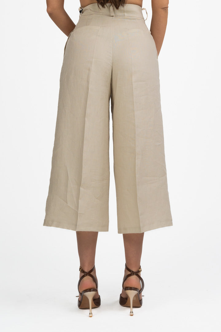 Bermuda Lungo in Tessuto Naturale - Beige - Vicolo