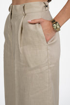 Bermuda Lungo in Tessuto Naturale - Beige - Vicolo