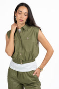 Camicetta Cropped Smanicata Utility - Verde Militare - Twinset