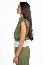 Camicetta Cropped Smanicata Utility - Verde Militare - Twinset