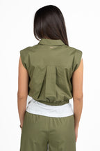 Camicetta Cropped Smanicata Utility - Verde Militare - Twinset