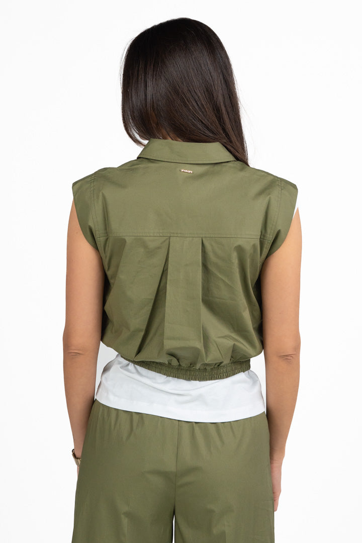 Camicetta Cropped Smanicata Utility - Verde Militare - Twinset