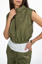 Camicetta Cropped Smanicata Utility - Verde Militare - Twinset