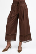 Pantalone Marrone con Dettagli in Pizzo - Twinset
