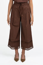 Pantalone Marrone con Dettagli in Pizzo - Twinset