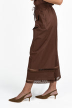 Pantalone Marrone con Dettagli in Pizzo - Twinset
