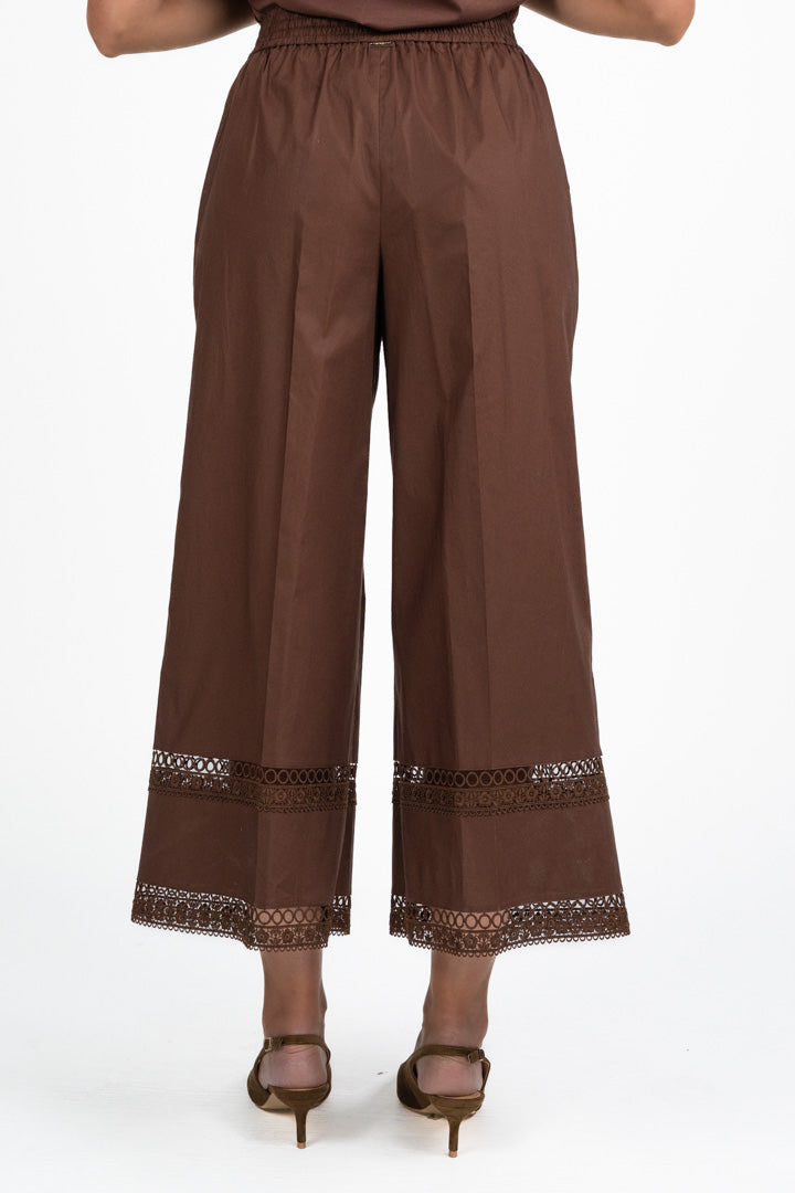 Pantalone Marrone con Dettagli in Pizzo - Twinset