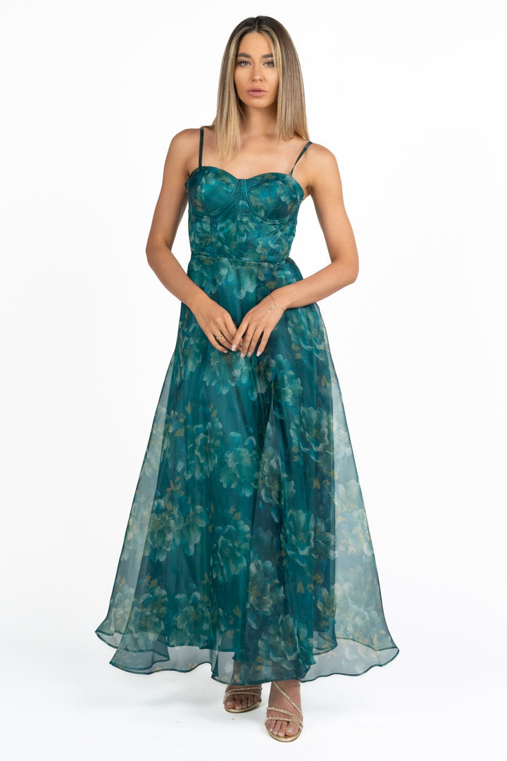 Abito con Corpetto Bustier verde bosco - Berti Mode Collection
