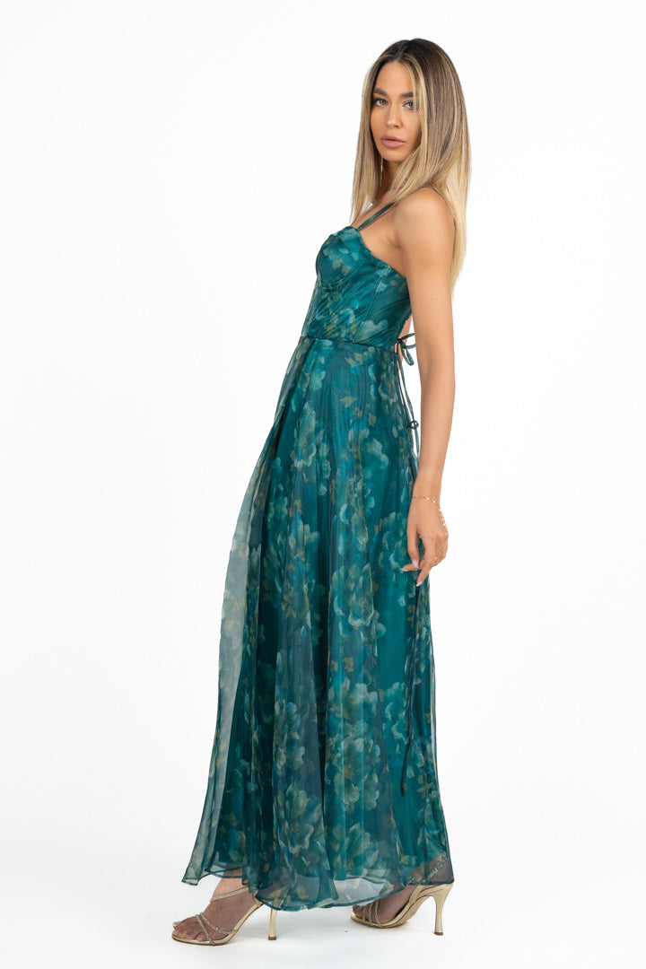 Abito con Corpetto Bustier verde bosco - Berti Mode Collection