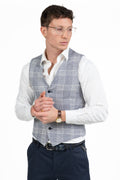 Gilet Sartoriale a Quadri Principe di Galles – Eleganza Blu Polvere - Berti Mode Collection