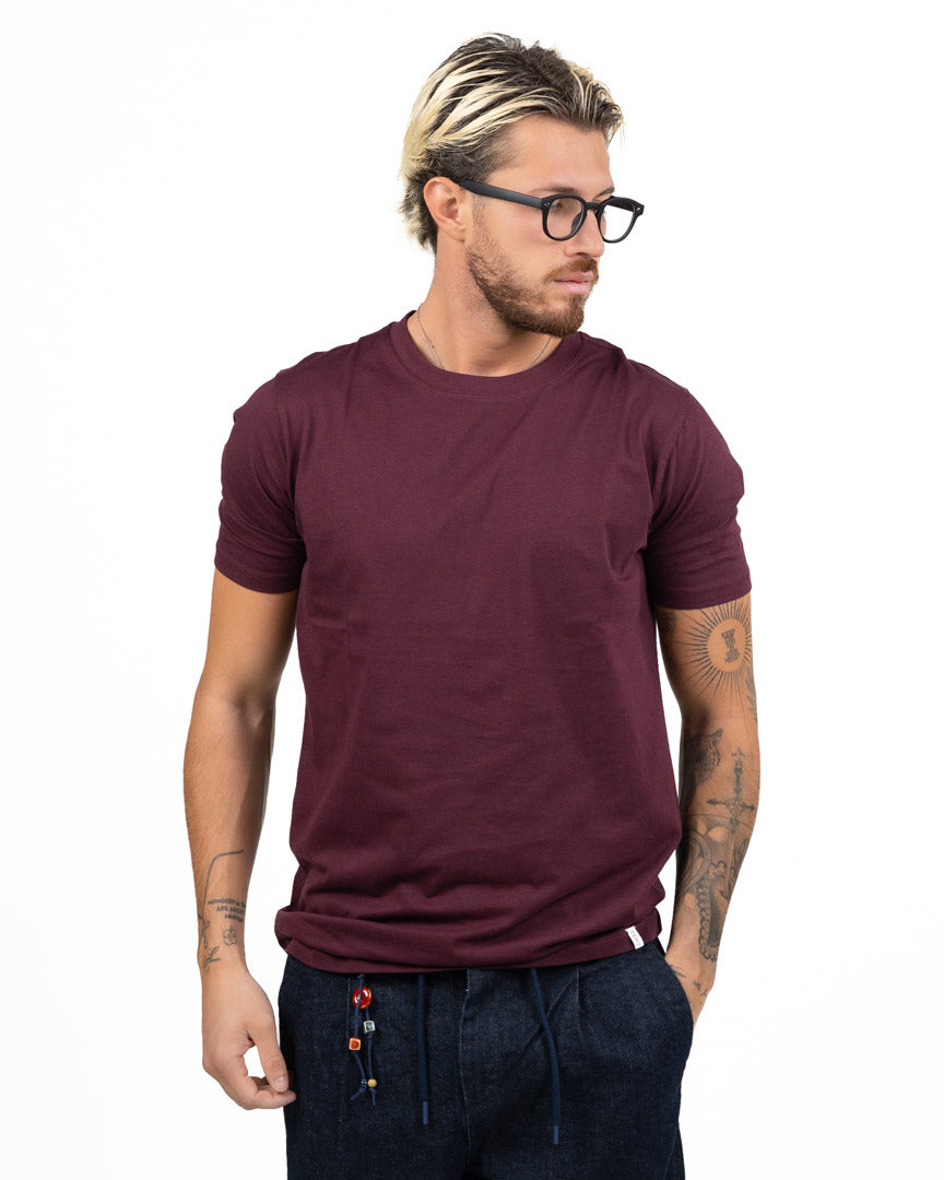 T-shirt Tinta Unita Bordeaux - Over/D