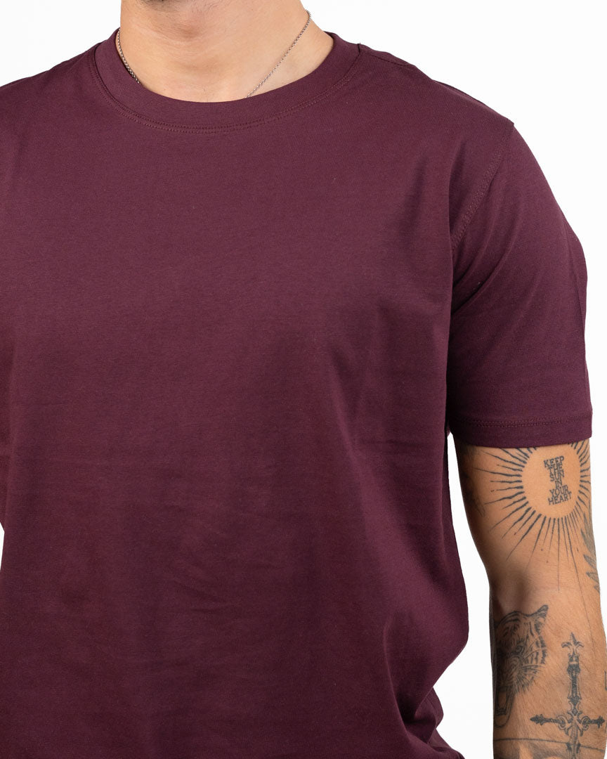 T-shirt Tinta Unita Bordeaux - Over/D