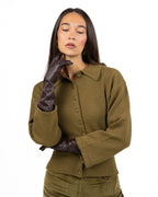 Cardigan in Maglia Verde Oliva con Colletto e Bottoni - Marella