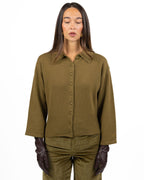 Cardigan in Maglia Verde Oliva con Colletto e Bottoni - Marella