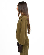 Cardigan in Maglia Verde Oliva con Colletto e Bottoni - Marella