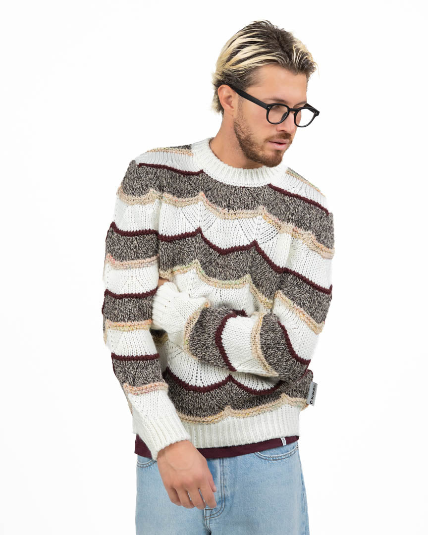 Maglione a Trecce con Motivo Onde Tricolor - Berna